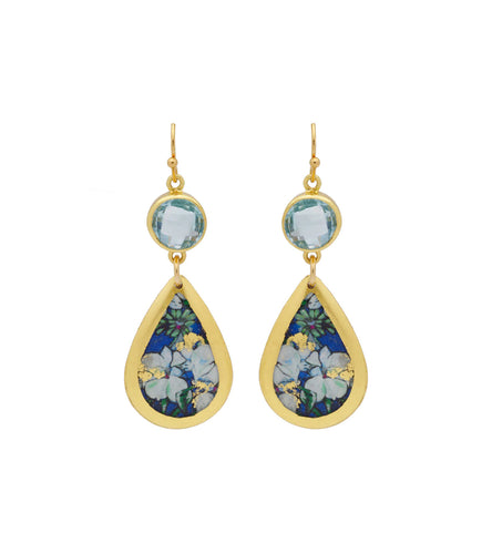 Lily White Blue Topaz Teardrop Earrings