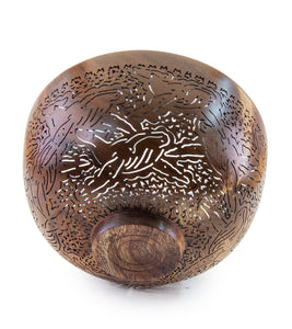 Pierced Koa Bowl "Whale" by Patrick and Peggy Bookey - 40982