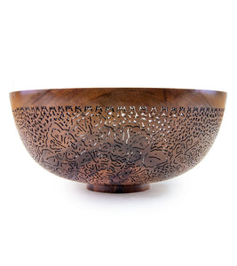 Pierced Koa Bowl "Hibiscus" by Patrick and Peggy Bookey - 40984