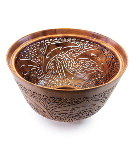 Pierced Koa Bowl "Dolphin" by Patrick and Peggy Bookey - 40989