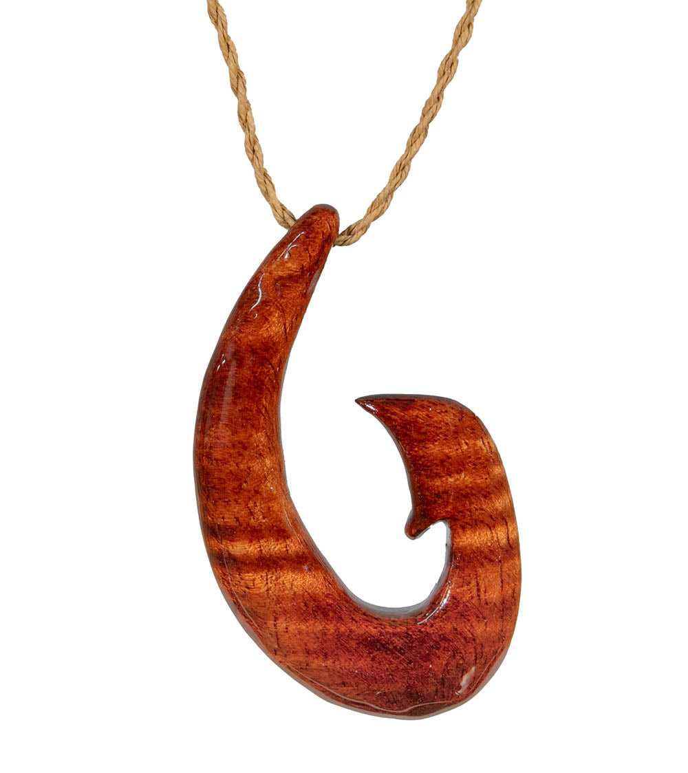 Curly Koa Ulua Hook Pendant