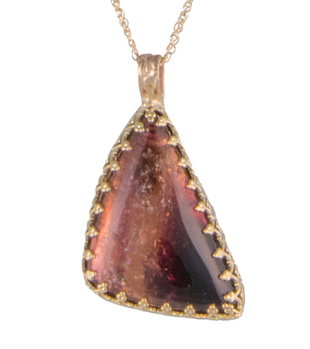 Pink Tourmaline Triangle Cab Necklace by Galit