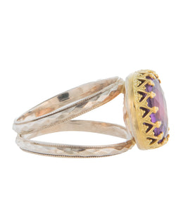 Amethyst Square Checker-Board Faceted Ring by Galit