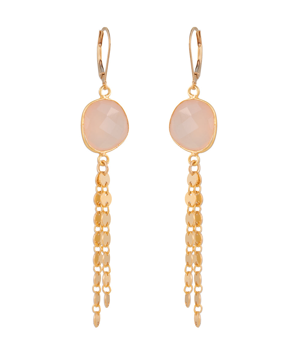 Checkerboard Faceted Pink Calcedony Earrings by Galit