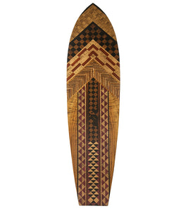 Hawaiian Marquetry Surfboard "Symbols"by Leleo Kinimaka