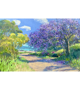 Original Pastel Painting "Jacaranda on Lower Kula Road" by Michael Clements 18x12