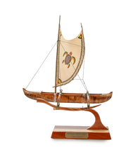 Koa 12" Canoe "Hawaiian Fishing" with Hand-Painted Sail by Francis Pimmel