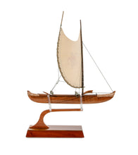 Koa 12" Canoe "Hawaiian Fishing" with Hand-Painted Sail by Francis Pimmel