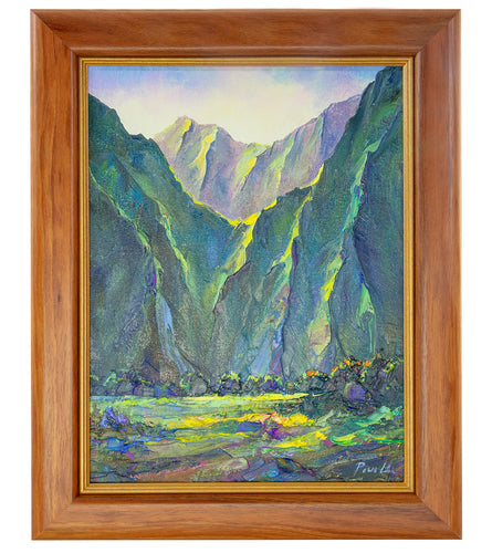 Original Painting: Pali Sunset 7/24 by Michael Powell in Koa Frame 12x16