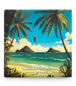 "Lanikai Beach" Travel Art Coaster