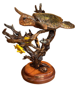 Avocado Wood Sculpture "Green Sea Turtle" by Craig Nichols