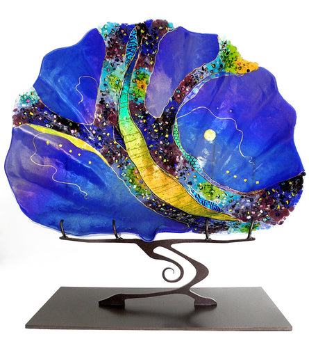 Giant Shell on Stand - Cobalt Blue